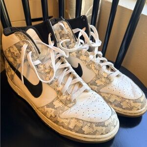 Nike Camouflage High-Top Sneakers with Black Swoosh